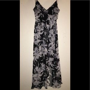 Black and white floral high-low dress